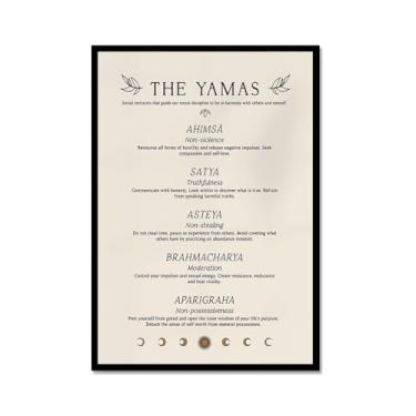 Imagem de Impressão em tela de ioga Membros de Yoga Poses de Yoga Impressão Sol e Lua Saudação Fitness Zen Chakra Afirmações Espiritual Wall Art Decor (SKU7,12 x 45,7 cm = (30 x 45 cm), moldura de metal preto)