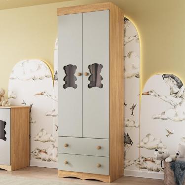 Imagem de Guarda-roupa Infantil 62cm 2 Portas com Vidro e 2 Gavetas Doçura Multimóveis MP4491