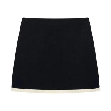 Imagem de Conjunto De Top Cropped De Malha E Saia Mini Para Mulheres, Manga Curt