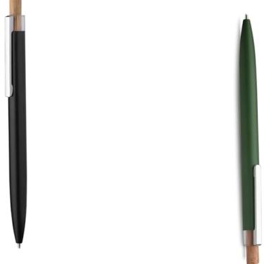 Imagem de Caneta Esferográfica Retrátil em Alumínio Reciclável e Bambu, Escrita Azul, Refil Parker, Grip Antiderrapante, 1 e 2Unidades, 1mm (Cinza e Vermelho 2)