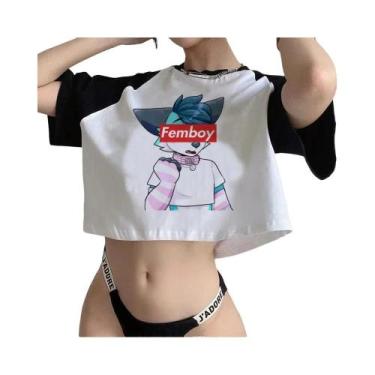 Imagem de 90s Femboy fairycore goth crop top Mulher manga gótica moda coreana ca