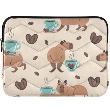 Imagem de Capa protetora para laptop personalizada com animais capivara, cáqui, fofa, para MacBook Pro, capa protetora para laptop de 13 a 14 polegadas, universal