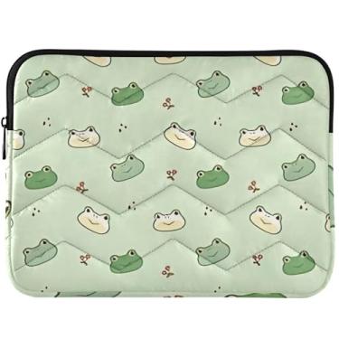 Imagem de Capa acolchoada para laptop verde com desenho animado com cara de sapo para MacBook Pro, capa universal de 13 polegadas, acessórios de computador de 13 a 14 polegadas