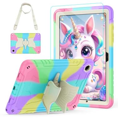 Imagem de TOMORRY Capa infantil para Samsung Galaxy Tab A11 / A9 Plus 11 polegadas 2025/2023 com protetor de tela, suporte giratório de 360° e alça de ombro, suporte para lápis/capa protetora para Tab A11 Plus