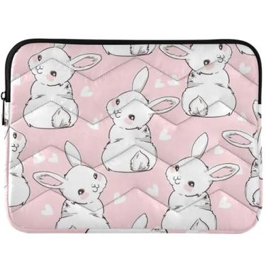Imagem de Capa protetora fofa de coelho coelhinho rosa branco para laptop MacBook Air 13 capa protetora para laptop 13-14 polegadas universal