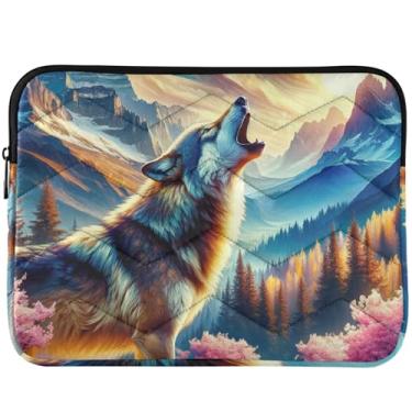 Imagem de Capas para laptop Wolf Howling Floral para Mac Air 13 polegadas capa protetora para laptop capa para notebook universal 13-14 polegadas