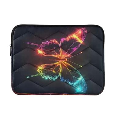 Imagem de Bolsa masculina neon para laptop borboleta brilhante de 15,6 polegadas, proteção abrangente, bolsa para computador feminina