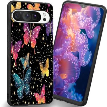 Imagem de RUUHLJLET Projetada para Google Pixel 10 Pro XL de 6,8 polegadas, a capa fosca macia oferece proteção total (glitter colorido de borboleta)