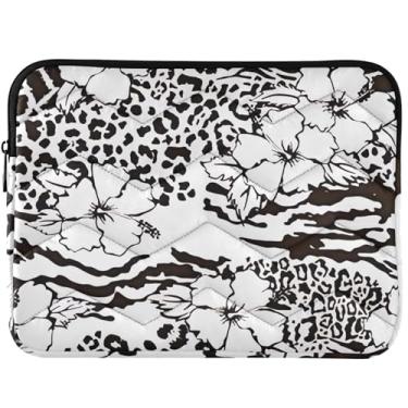 Imagem de Capa protetora para laptop com flores de hibisco acolchoada com pele de animal para MacBook 13 polegadas linda capa protetora para notebook universal 13-14 polegadas