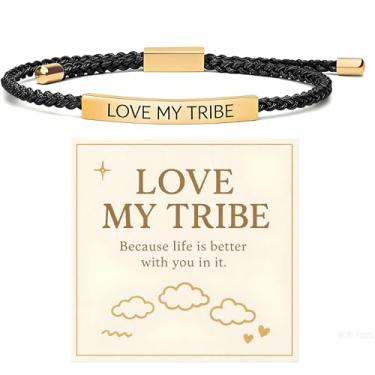 Imagem de KummerSaprk Pulseira Love My Tribe My Tribe Pulseiras Femininas Amizade Pulseira para Mulheres Melhor Amigo Tribos Pulseira, Large, Zinco, Sem Pedra Preciosa