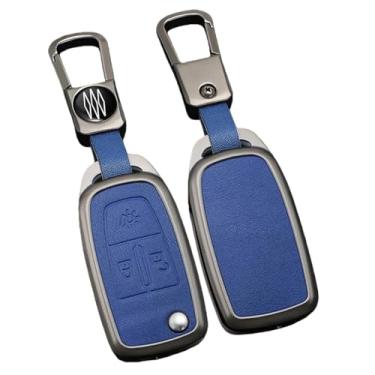 Imagem de Capa de couro para chave de carro, liga de zinco, compatível com DAF 106 cf euro 6 2022 xg xf caminhão, proteção remota para chave(A1 Blue)