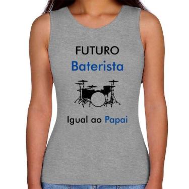 Imagem de Regata Feminina Futuro Baterista Igual ao Papai - Foca na Moda, Cinza,