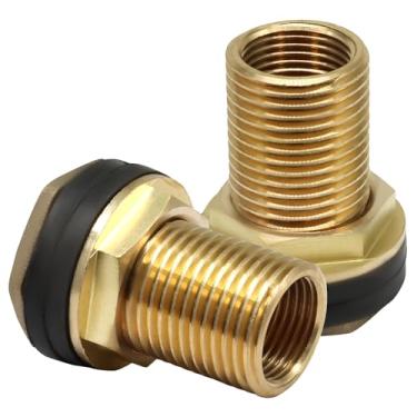 Imagem de Murtenze 1 pacote de encaixe de anteparo de latão maciço, conector de tanque de água macho de 0,9 cm fêmea de 1/5.1 cm com 2 anéis de borracha