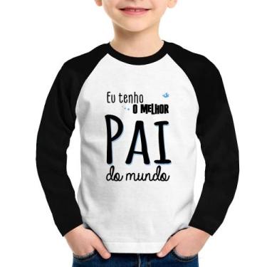 Imagem de Camiseta Raglan Infantil Eu tenho o melhor pai do mundo (azul) Manga L