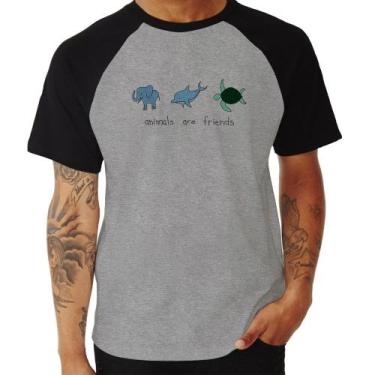 Imagem de Camiseta Raglan Animals are friends - Foca na Moda, Cinza, Preto, P