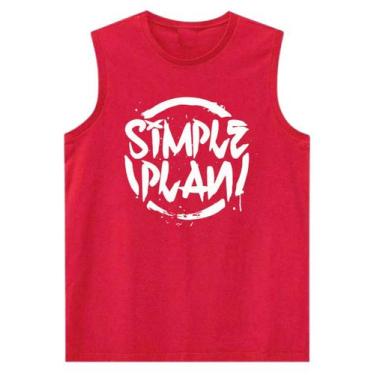Imagem de Camisa Regata Simple Plan Banda De Rock Malha Algodão, Vermelho, M