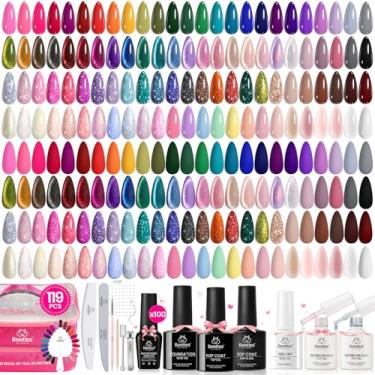 Imagem de beetles Gel Polish Conjunto De Esmaltes Em Beetles, 119 Peças, 100 Cores, Base Brilhante, Fosco, Glitter, Top Coat, Neon, Pérola, Olho Gato, Branco, Vermelho, Rosa, Nude, Presente Para Mulheres, Inf