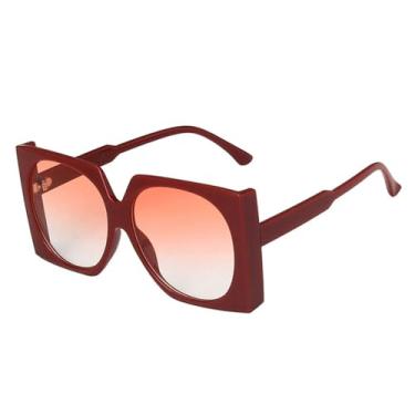 Imagem de Óculos de Sol Oversized com Lentes Gradientes em Cores Candy, Proteção UV400, Ideais para Esportes ao Ar Livre, Corrida e Ciclismo, nas Cores Vermelho e Rosa Gradiente.