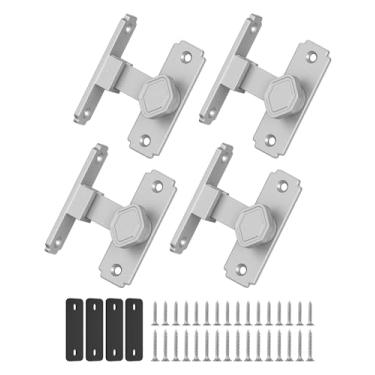 Imagem de Anobeyi Fechadura de porta de celeiro de 90 graus, pequenas travas deslizantes para porta de celeiro, trava de portão deslizante à prova de ferrugem para jardim, banheiro, armário, gaiola para animais