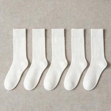 Imagem de Meias femininas antibolinhas perfumadas desodorizantes, 53,5% algodão, meias térmicas de inverno, pacote com 5, brancas, modelo KW263