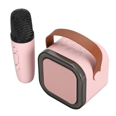 Imagem de Generic Pequena Máquina de karaokê, Alto-falante, Conjunto de Microfone Sem Fio, Luz Dinâmica Led, Suporte para Unidade Usb, Mudança de Som 4 a 12 (Róseo)