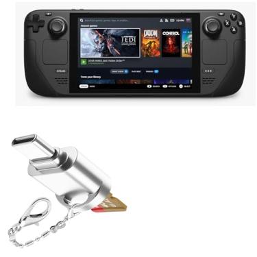 Imagem de BoxWave Adaptador compatível com válvula Steam Deck – minileitor de cartão micro SD, leitor USB tipo-C OTG USB 3.0 chaveiro adaptador - prata metálico