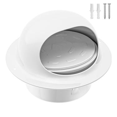 Imagem de Tampa de ventilação do secador externa de 10 cm com amortecedor, tampa de ventilação de parede redonda Hon&Guan de aço inoxidável para ventilação de exaustão do secador - branca