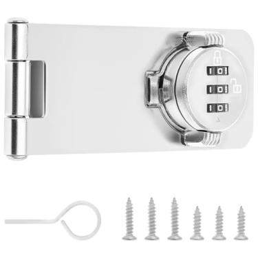 Imagem de MABCIRY Fechadura de armário com combinação de 3 dígitos, trava de gaveta sem chave de segurança, trava de armário de liga de zinco, fechaduras de ferrolho com senha de armário para armários e