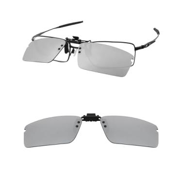 Imagem de HILEEN Óculos de sol polarizados Flip-up Clip-on para Oakley Top Spinner 4B OX3136 53 mm para homens mulheres proteção UV - prata