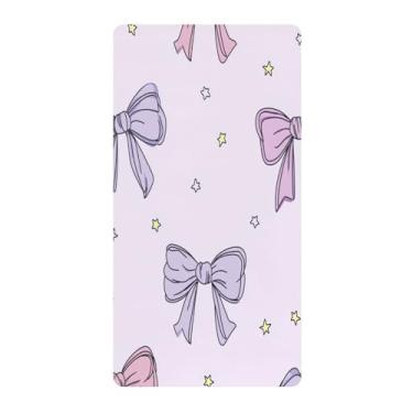 Imagem de Blueangle Lençol de berço padrão para berço infantil - Lençóis de algodão macio e respirável com laços kawaii (648)