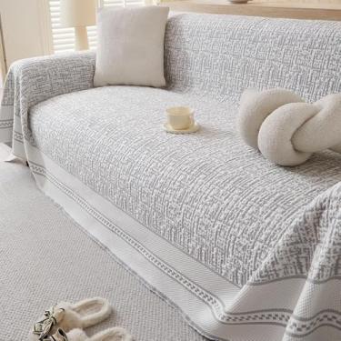 Imagem de Capa de sofá antiderrapante, cobertor de lençol de sofá, protetor de decoração de móveis, adequado para peles, capas laváveis na máquina para uso diário, decoração de sala de estar - cinza claro|||180