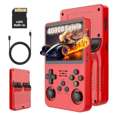 Imagem de KINMRIS R36S Retro Handheld Spielekonsole, 20000+ Spiele 128GB Retro Konsole Linux System 3.5 Zoll IPS Bildschirm Tragbarer Pocket Video Player