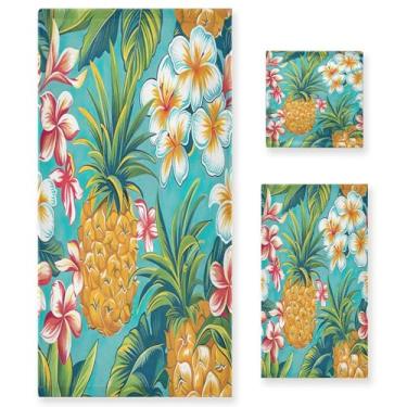Imagem de xigua Conjunto de toalhas de banheiro de abacaxi absorvente macio toalha de banho de 3 peças toalha de mão toalhas decorativas para banheiro, academia, hotel, praia, piscina