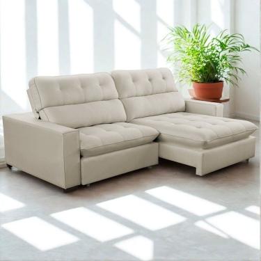 Imagem de Sofa Retratil Reclinavel 2 Lugares 230cm Veludo Andreia Bege