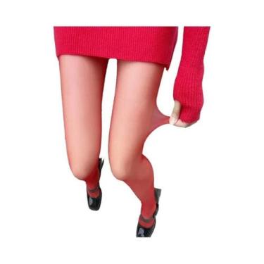 Imagem de Meias-calças De Veludo Vermelhas Femininas Slim Fit Com Renda E Elasti