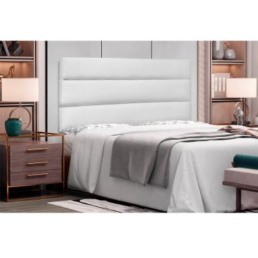 Imagem de Cabeceira Painel La Italiana Para Cama Box King 195 cm Corino Branco - D'Rossi