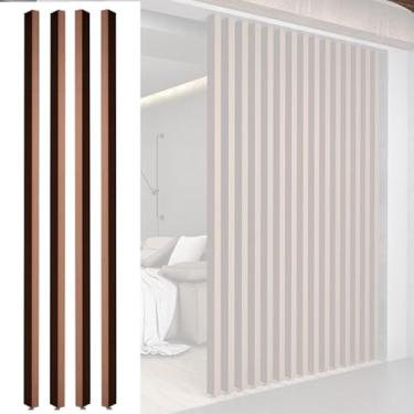 Imagem de Divisórias ajustáveis de madeira - Divisórias de privacidade do chão ao teto para casa, escritório, hotel e restaurante - Conjunto de 4 colunas, 240 cm de altura - Elegante e versátil