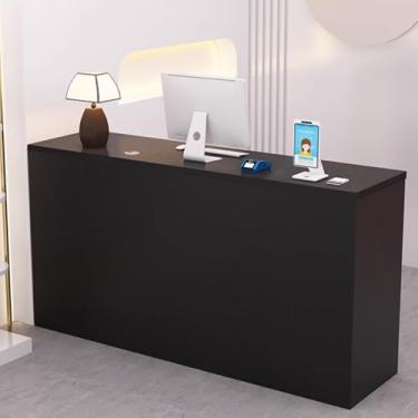 Imagem de Mesa de recepção com gavetas - balcão de varejo, recepção simples, mesa de computador de escritório com grande armário de armazenamento, solução de finalização de compra fácil de montar para empresas