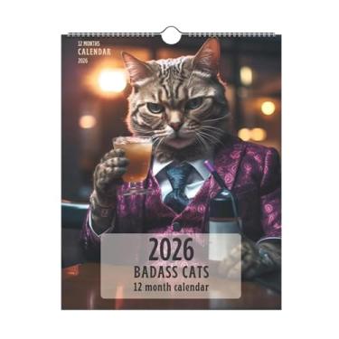 Imagem de Calendário engraçado para gatos 2026 - Calendário de parede engraçado 2026 mensal - Agenda Agenda Agenda Rastreador de progresso para agendamentos de metas, agendamentos, listas de tarefas