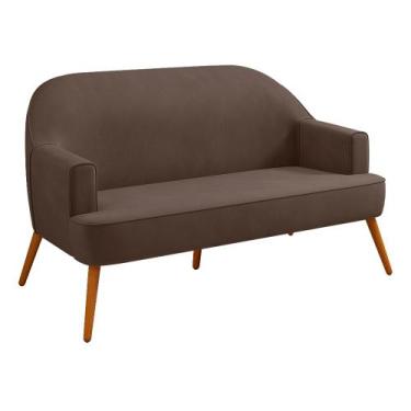 Imagem de Namoradeira 02 Lugares Déli Veludo Pés Palito Castanho - D'Rossi - DRo