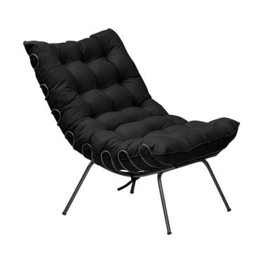 Imagem de Poltrona Sala Abel Base de Ferro Veludo Preto Gran Belo