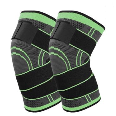 Imagem de Kit Par Joelheira Compressão Ajustável Ortopédica Elástica Alívio Dor Proteção Esportes
