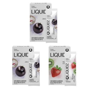 Imagem de LIQUIDZ® - Eletrólitos Zero Açúcares - Morango | Jabuticaba - Kit 3 Caixas - 18 sachês-Unissex