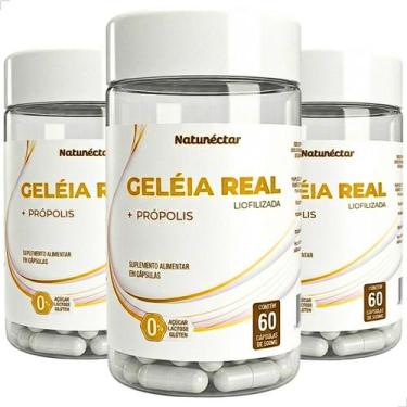 Imagem de Kit 3 Potes Geleia Real Liofilizada Própolis Suplemento Alimentar Natu