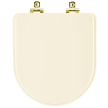 Imagem de Assento Sanitário Com Amortecedor Nuova Creme Para Vaso Deca Com Ferragem Dourada