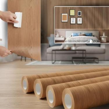 Imagem de Papel De Adesivo Parede Textura Madeira Autocolante Rolo 5M limpeza Pa
