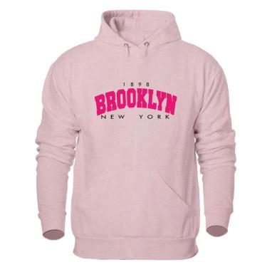 Imagem de Moletom Agasalho Plus Size Canguru Flanelado Confortavel Estampa Brooklyn Com Capuz Ajustavel-Masculino