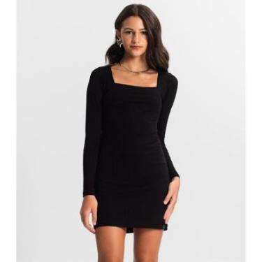 Imagem de Vestido Juvenil Manga Longa Em Ribana Minty Preto-Feminino