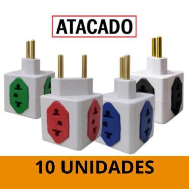 Imagem de Kit com 10 25 50 e 100 Adaptador Tomada 10/20A PINO CUBO 4 em 1 Benjam