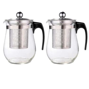 Imagem de 2 Chaleiras De Vidro Infusor Removivel Alça 500ml Resistente - Top Rio